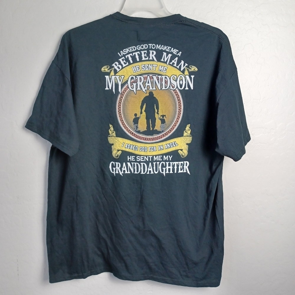 God sent me my Granddaughter and Grandson - Men's backprint Shirt 2XL Black